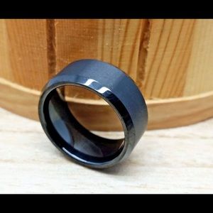 Brushed black tungsten carbide ring
